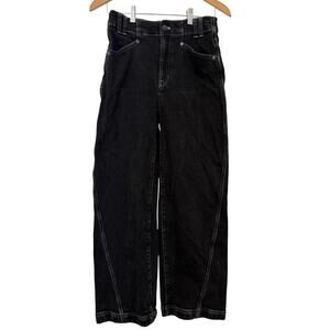 Women's Madewell The Perfect Vintage Wide-Leg Jeans High Rise Black - Size: 27